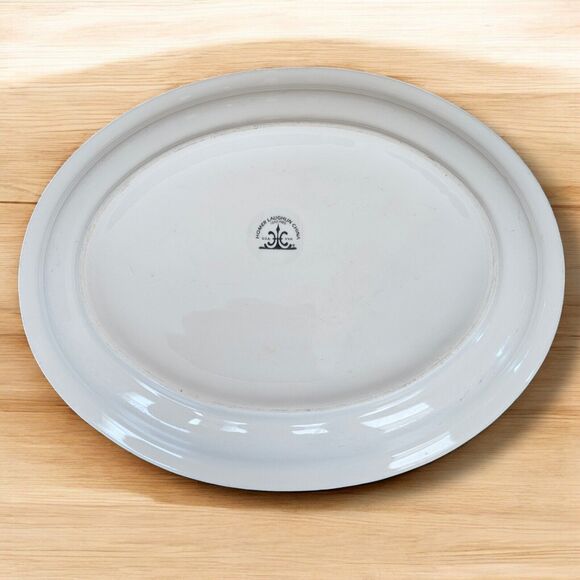 Vintage Homer Laughlin China Oval Restaurant Ware Platter Red/ Maroon Rim Set 4 - Picture 3 of 8